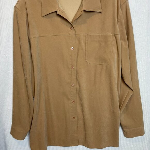 Allison Daley Button Up Shirt Womens 18 Camel Brown, Soft Comfortable Knit - Picture 6 of 14